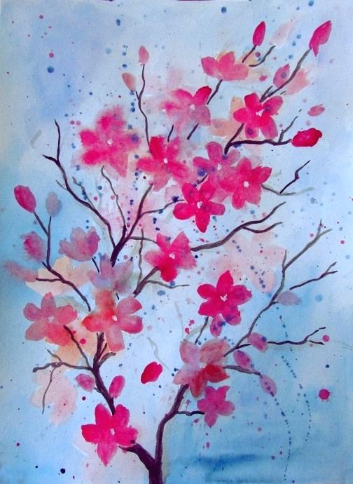 Japanese Cherry Blossom Painting Acrylic at PaintingValley.com ...