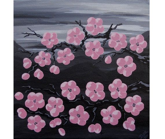 570x481 Japanese Cherry Blossom Pink - Japanese Cherry Blossom Painting Acrylic