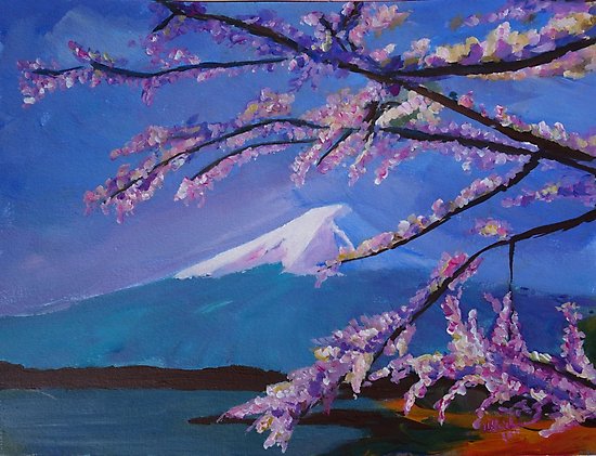 Japanese Cherry Blossom Painting Acrylic At Paintingvalley.com 