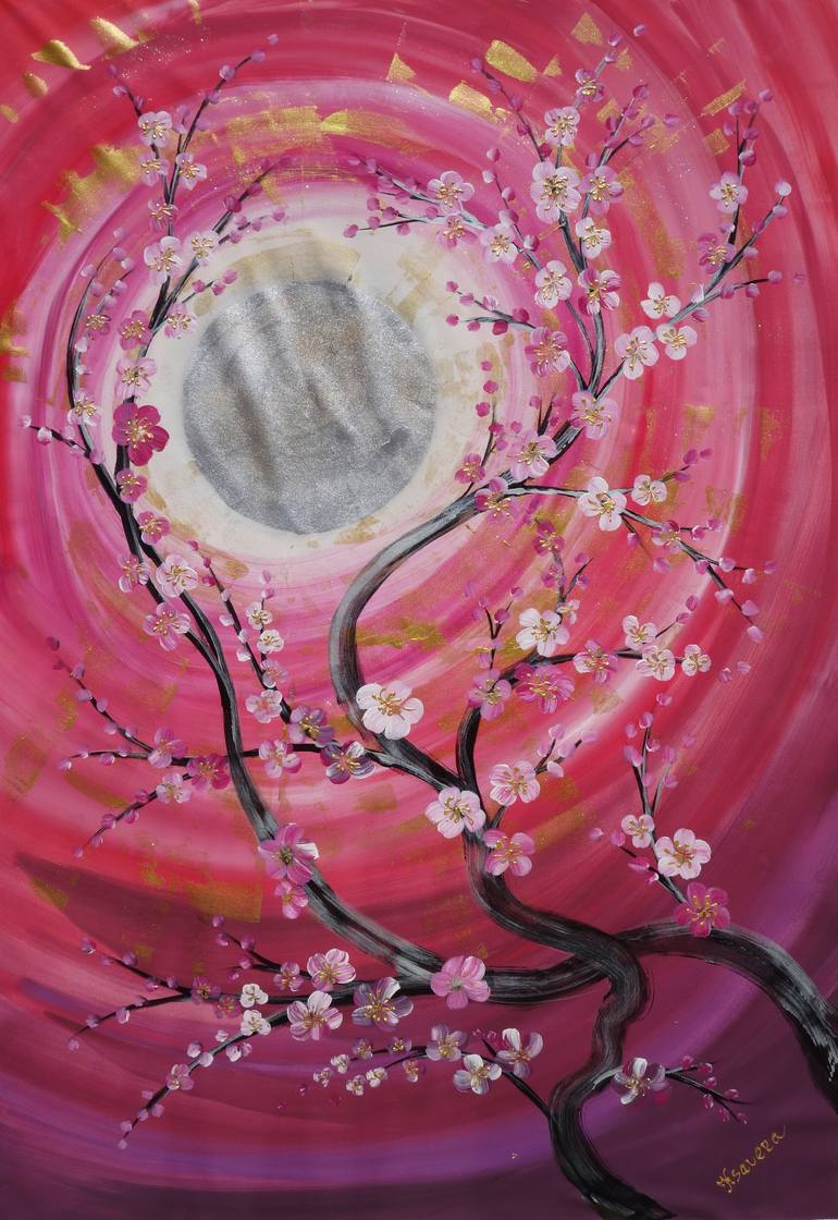 Japanese Cherry Blossom Painting Acrylic at PaintingValley.com ...