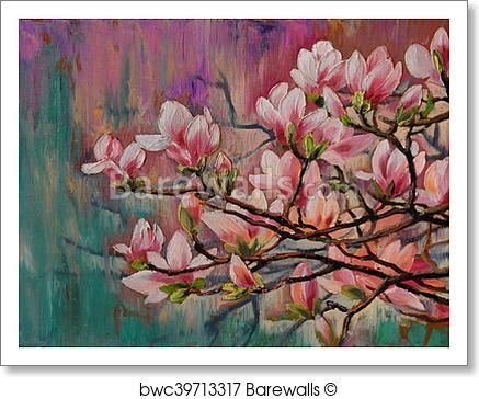 437x364 Art Print Of Oil Painting - Japanese Cherry Blossom Tree Painting