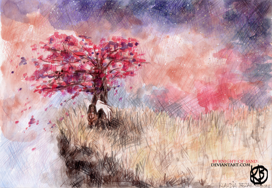 900x623 Cherry Blossom Tree By Knight Of Sand - Japanese Cherry Blossom Tree Painting