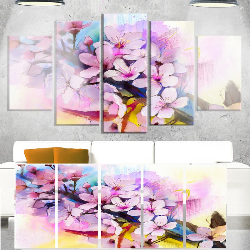 800x800 Designart - Japanese Cherry Blossom Watercolor Painting