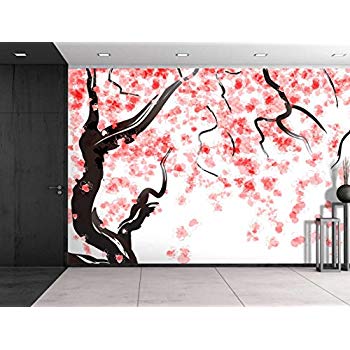 350x350 Wall26 - Japanese Cherry Blossom Watercolor Painting
