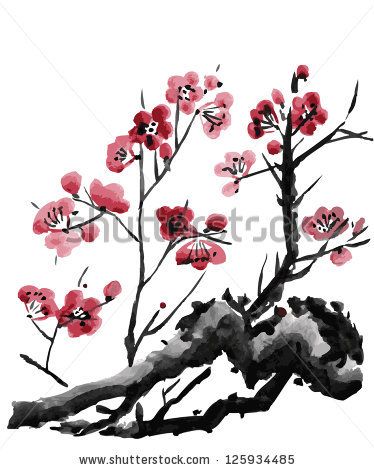 374x470 Realistic Sakura Blossom - Japanese Cherry Blossom Watercolor Painting