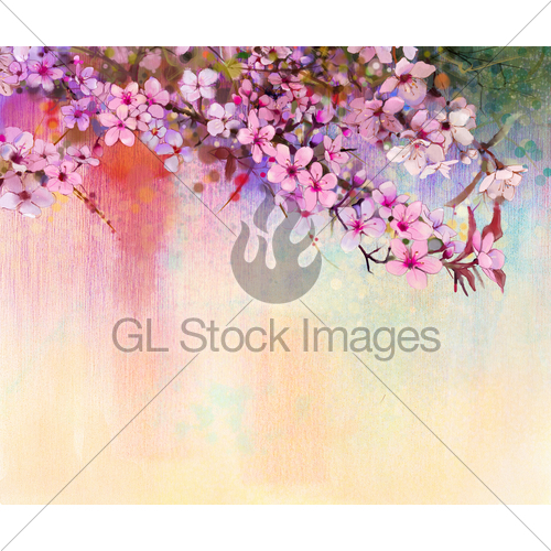500x500 Watercolor Painting Cherry Blossoms Japanese Cherry Pink Sak Gl - Japanese Cherry Blossom Watercolor Painting