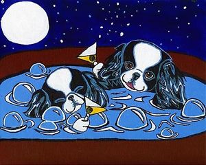 300x240 Japanese Chin Hot Tub Amp Martini Dog Art Print Painting Ebay - Japanese Chin Painting