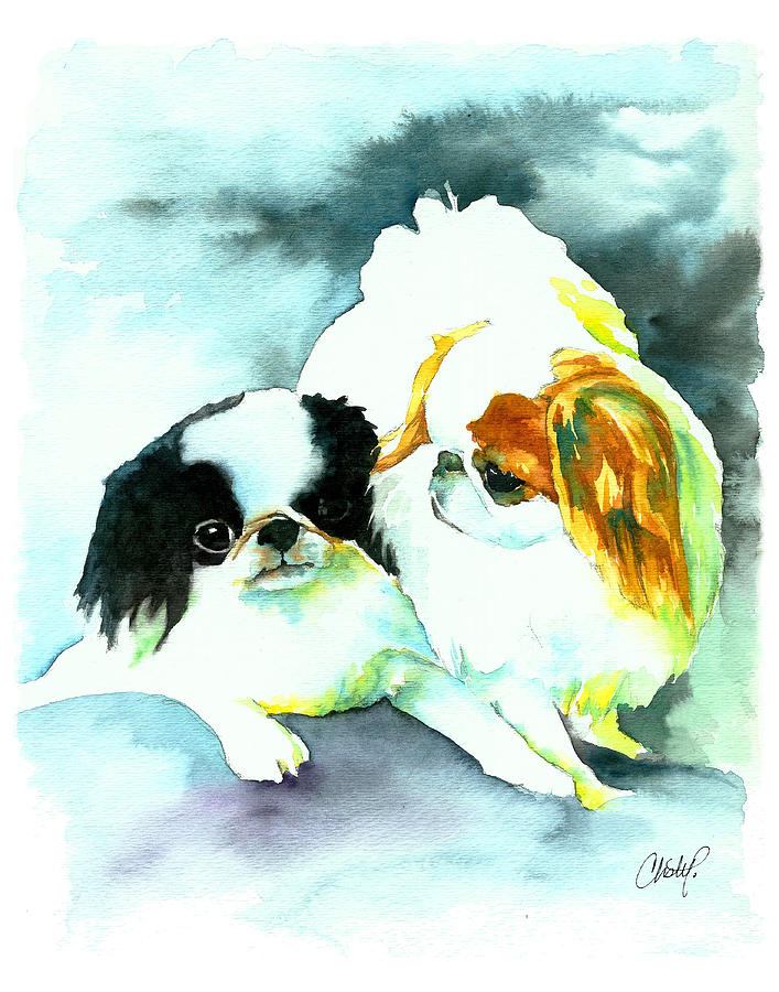 707x900 Japanese Chin Dog Painting By Christy Freeman - Japanese Chin Painting