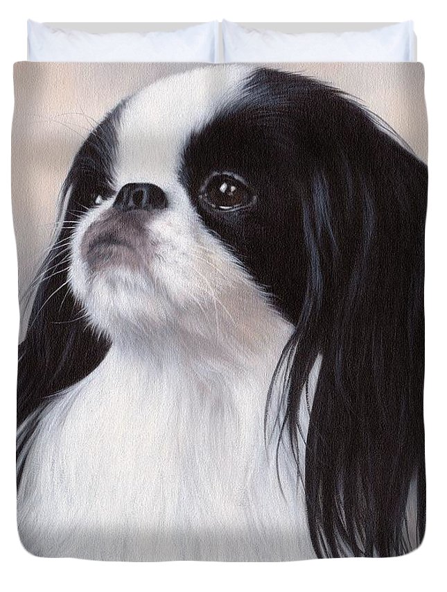 645x853 Japanese Chin Painting Duvet Cover For Sale By Rachel Stribbling - Japanese Chin Painting