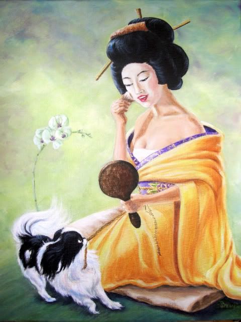 480x640 Petal Pink Striped Ticking Japanese Chinpuppy Pics - Japanese Chin Painting