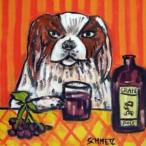 300x300 Japanese Chin Dog Art Ceramic Tile Abstract Folk Pop Art Jschmetz - Japanese Chin Painting