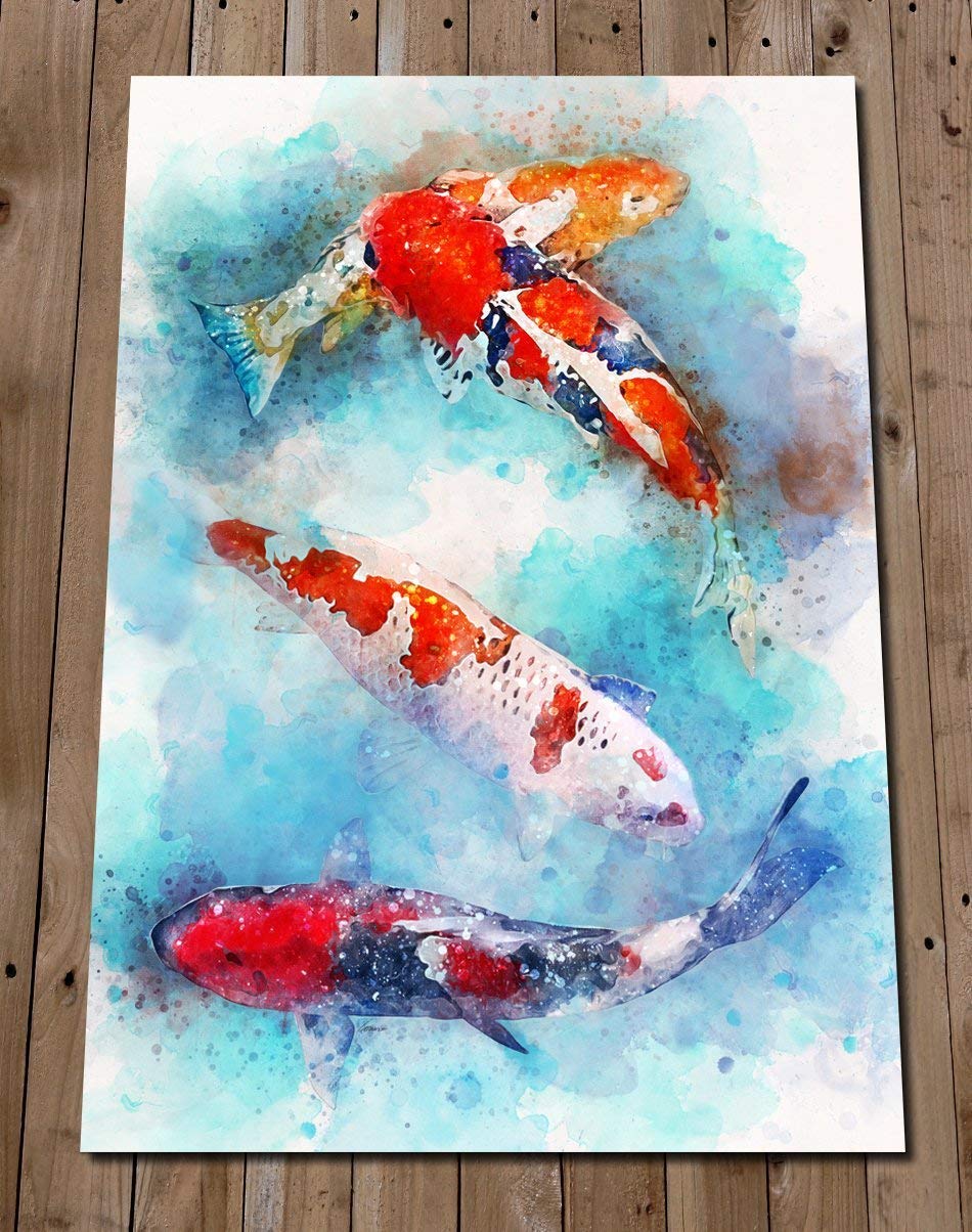 950x1204 Koi Fish Painting Print Japanese Carp Wall Art Pond Fish - Japanese Coy Fish Painting