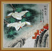 218x214 Buy Original Chinese Japanese Crane Art, Crane Paintings - Japanese Crane Painting