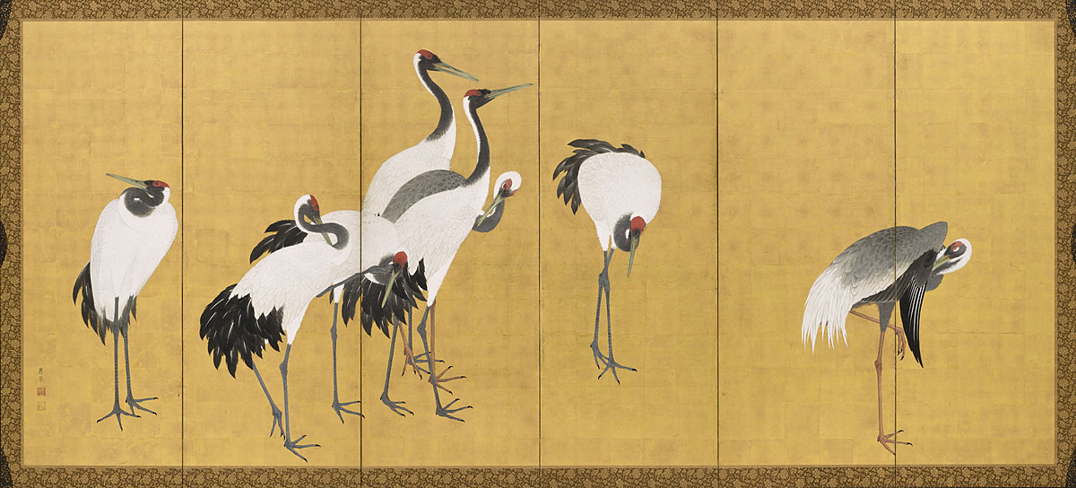 1200x544 Japanese Crane Paintings Los Angeles Art Museum To Display - Japanese Crane Painting