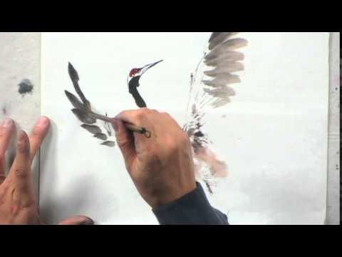 480x360 Painting A Japanese Crane With Lian Quan Zhen - Japanese Crane Painting