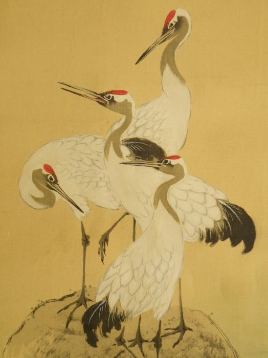 524x700 Tokonoma Scrolls - Japanese Crane Painting