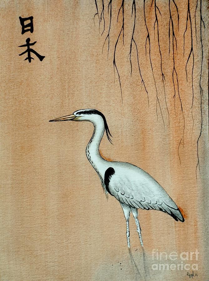 670x900 Japanese Crane Painting By Gordon Lavender - Japanese Crane Painting