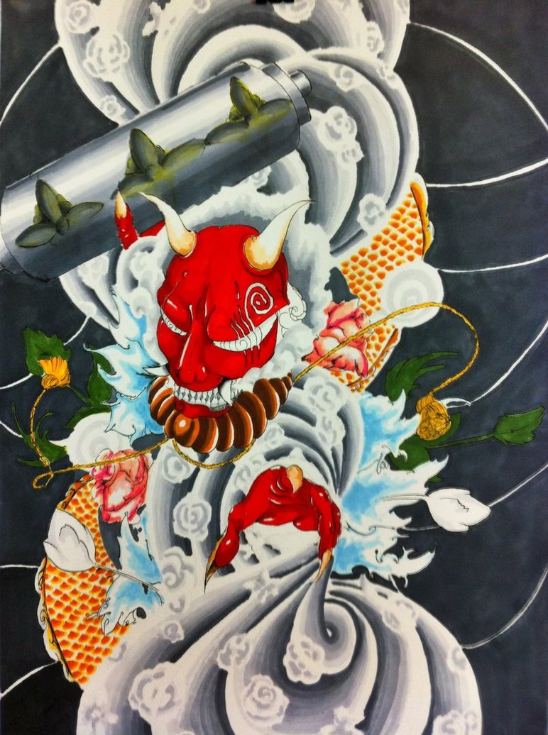 772x1036 Japanese Demon By Delskie - Japanese Demon Painting