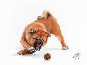 300x225 Original Oil Art Shiba Inu Portrait Painting Japanese Dog Puppy - Japanese Dog Painting