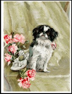 236x307 Russian Dog Stamps Japanese Chin Dogs Japanese - Japanese Dog Painting
