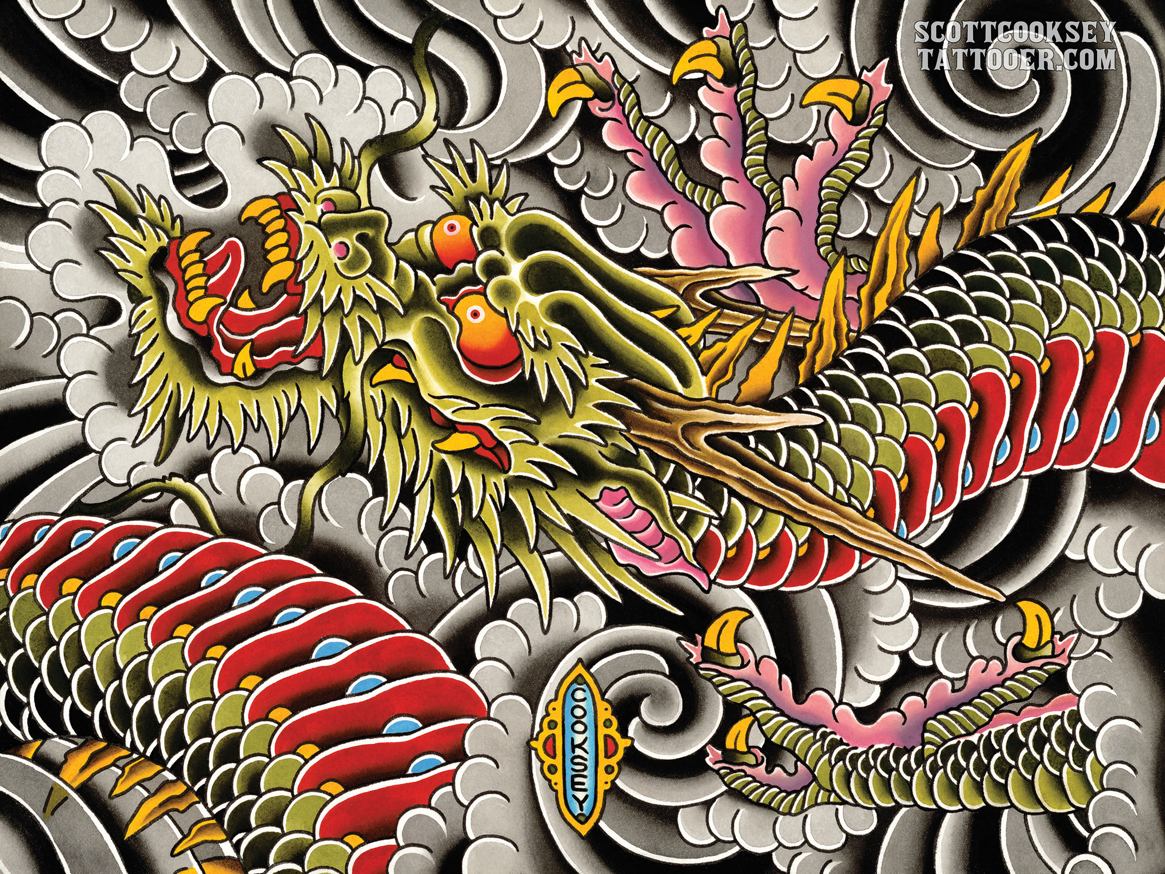 2400x1800 Traditional Japanese Dragon Tattoo Style Painting By Scott - Japanese Dragon Painting