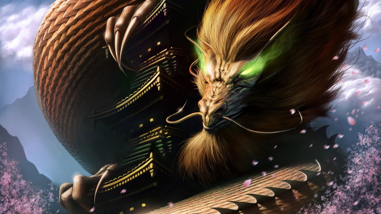 1600x900 Fantasy Dragon Art Wallpaper - Japanese Dragon Painting Wallpaper