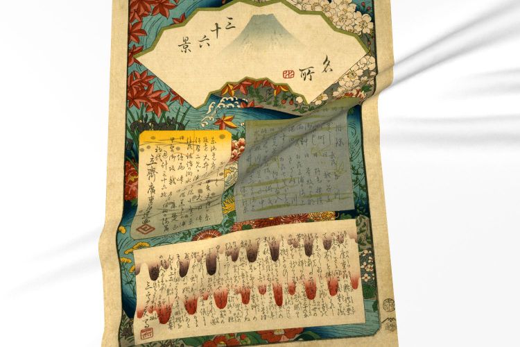 750x500 Japanese Fan Painting Fabric - Japanese Fan Painting