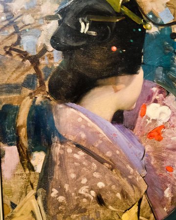 360x450 Japanese Lady With A Fan. Painting - Japanese Fan Painting