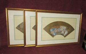 300x190 Antique Japanese Fan Painting Group Of 3 Ebay - Japanese Fan Painting