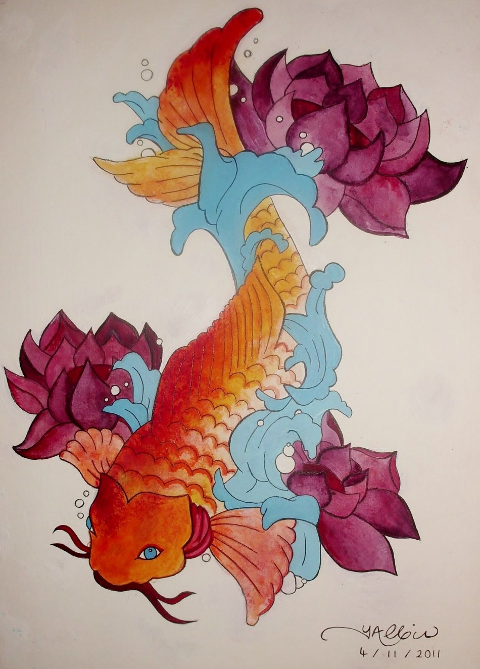 Japanese Fish Painting at PaintingValley.com | Explore collection of ...