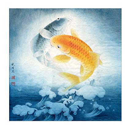 425x425 Feng Shui Products 2 Lucky Japanese Koi Fish Wall Art - Japanese Fish Painting