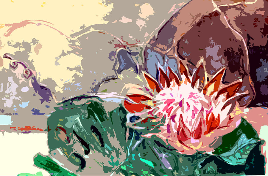 900x593 Japanese Flower Arrangement Painting By Mindy Newman - Japanese Flower Painting