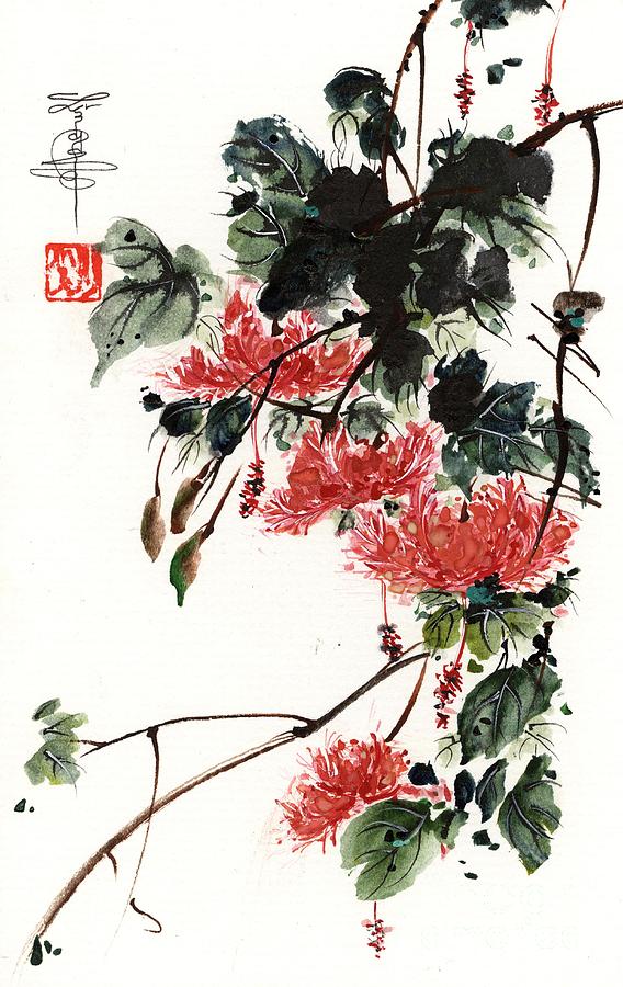568x900 Japanese Lantern Flower Painting By Linda Smith - Japanese Flower Painting