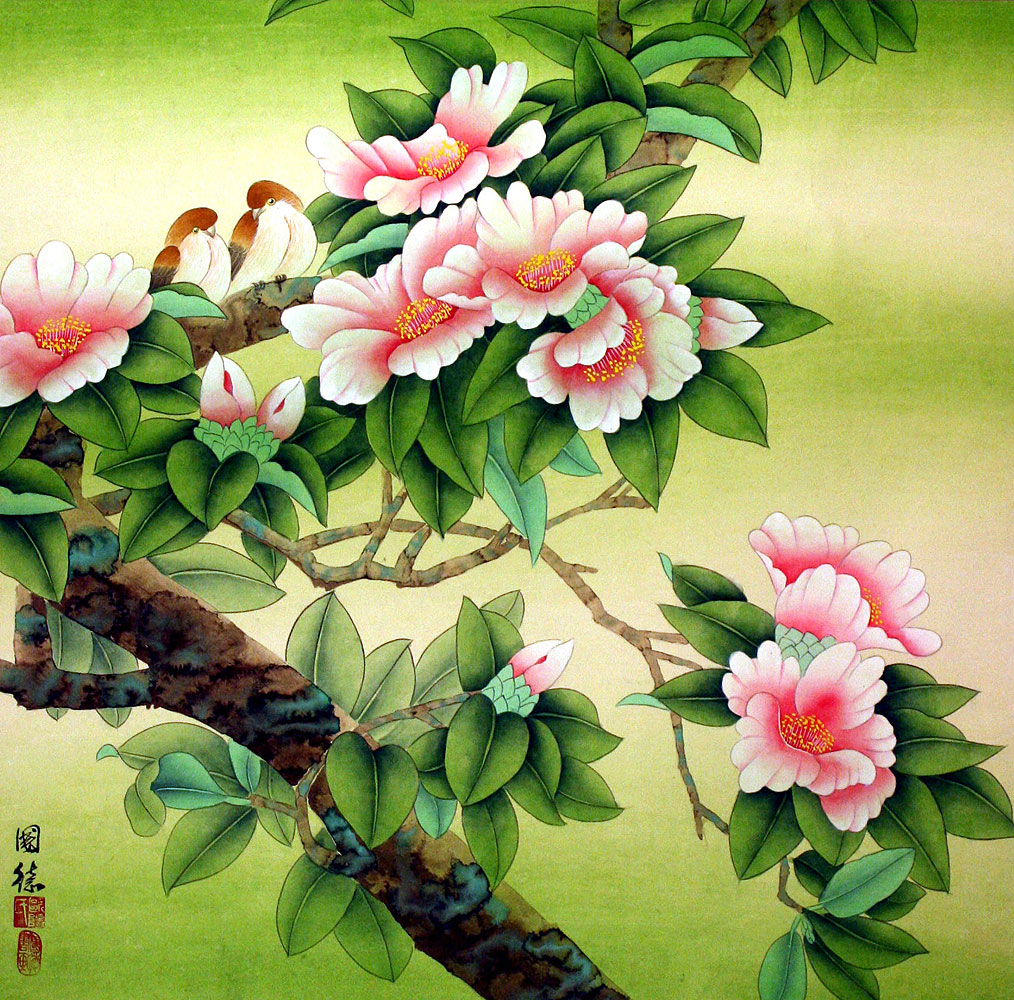 1014x1000 Flower Painting - Japanese Flower Painting