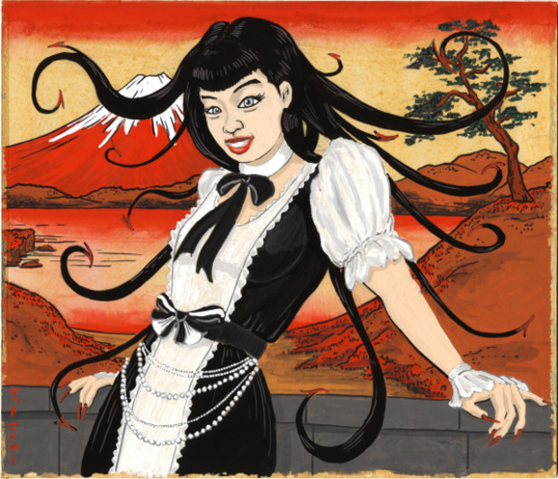 620x532 Paintings Of Japanese Folk Monsters Set Halloween Mood - Japanese Folk Painting