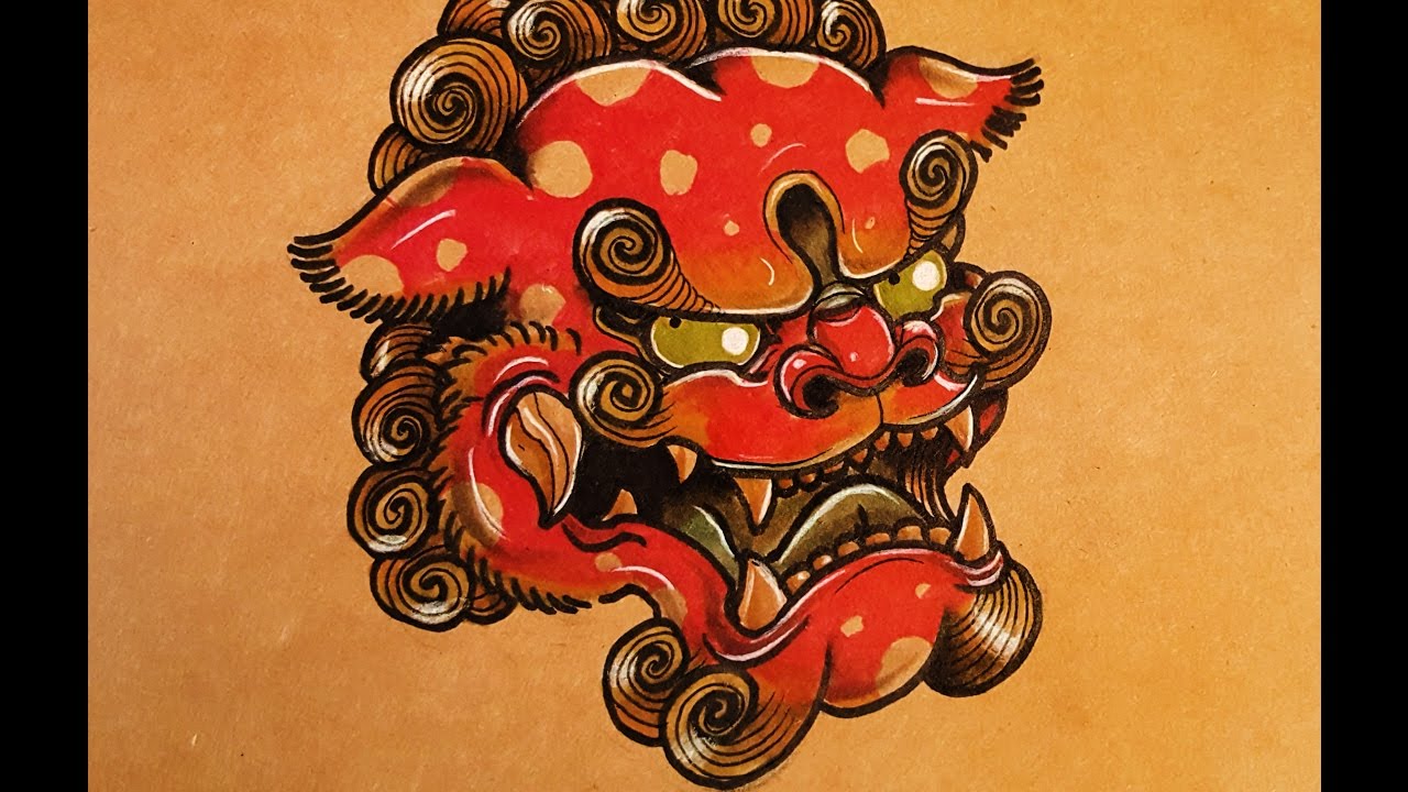 1280x720 How To Draw A Foo Dog - Japanese Foo Dog Painting
