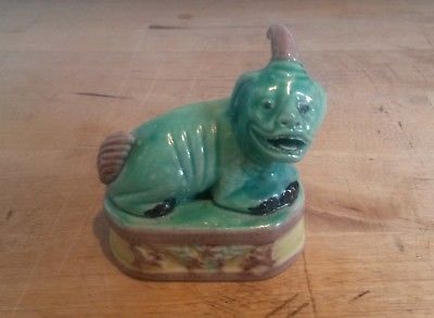 400x293 Old Antique Chinese Japanese Temple Foo Dog Painted Glazed Pottery - Japanese Foo Dog Painting