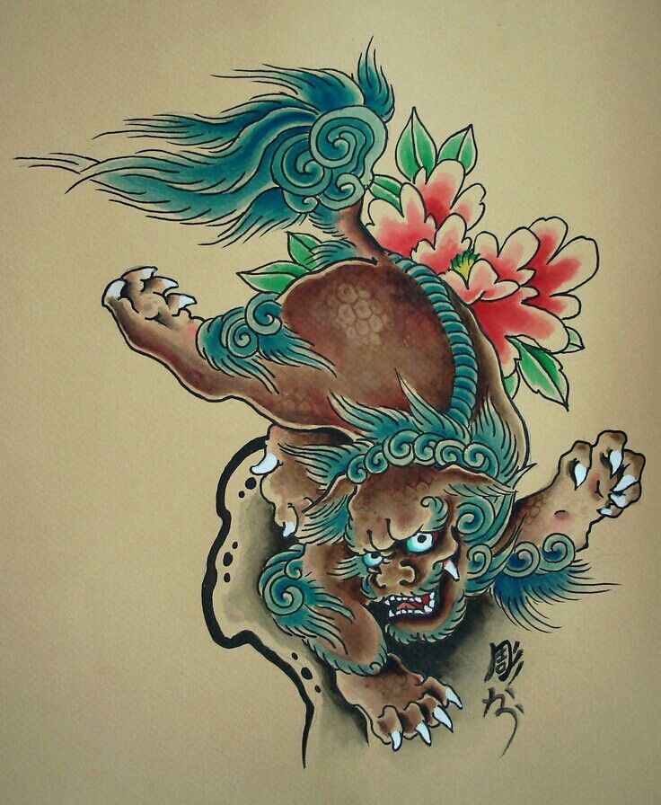 736x896 Foo Dog Drawing - Japanese Foo Dog Painting