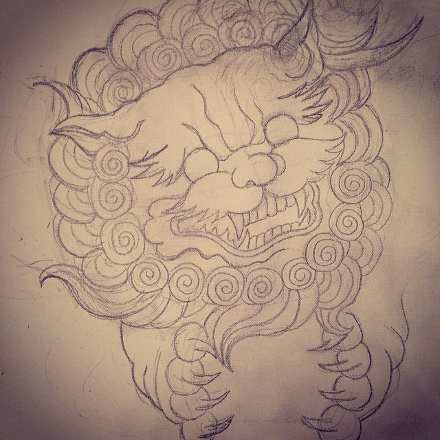 640x640 My - Japanese Foo Dog Painting