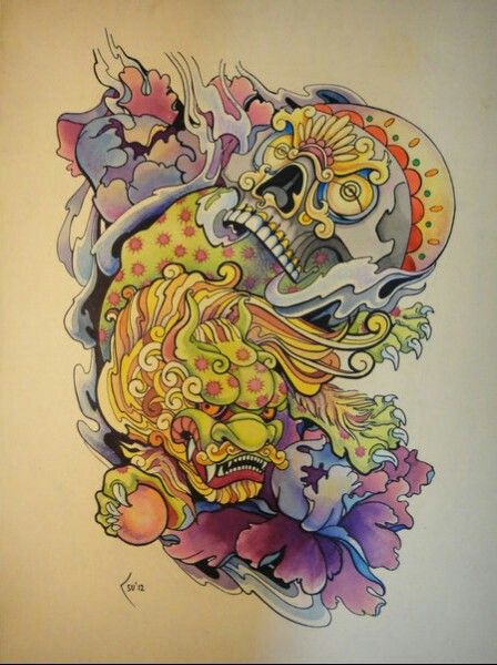 448x600 30 Best Foo Dog Images On Tattoo Ideas, Tattoo Designs - Japanese Foo Dog Painting
