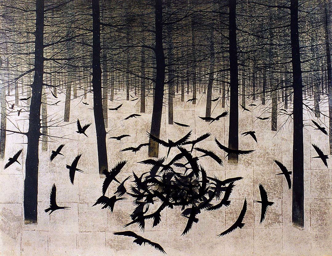 1080x833 Frozen Forest 1960 Japanese Style Painting (Japanese Style - Japanese Forest Painting