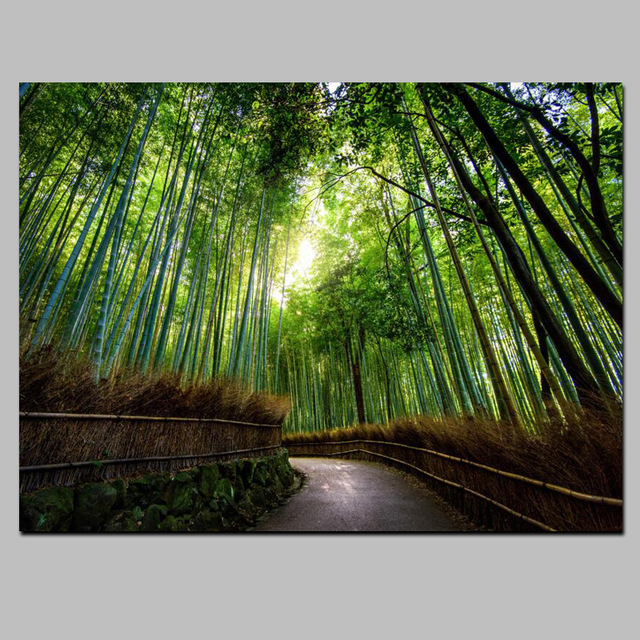 640x640 Hd Print Picture Wall Art Framework 1 Piece Kyoto Japan Bamboo - Japanese Forest Painting