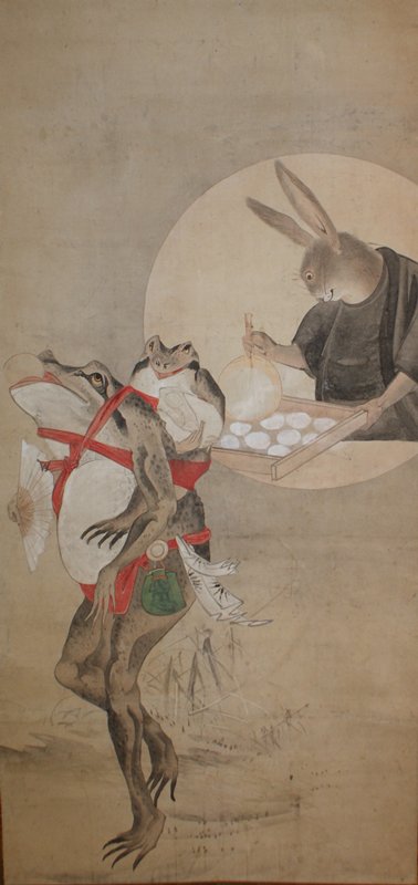 378x800 Frogs And Rabbit, Unknown Japanese Mia - Japanese Frog Painting