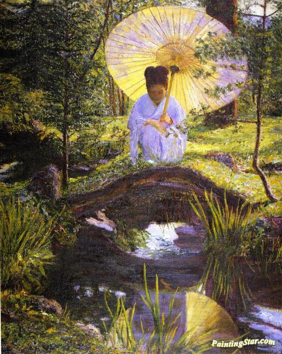 575x720 In A Japanese Garden Artwork By Lilla Cabot Perry Oil Painting - Japanese Garden Painting