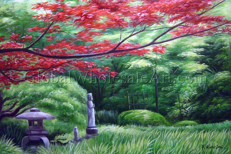 789x525 Japanese Garden In Spring - Japanese Garden Painting