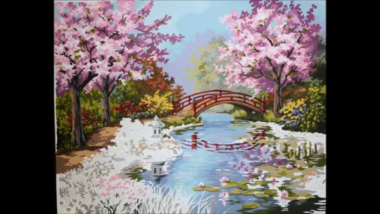 1280x720 Paint By Numbers Japanese Garden - Japanese Garden Painting