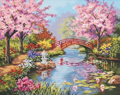 500x397 Japanese Garden Paint By Number Kit - Japanese Garden Painting