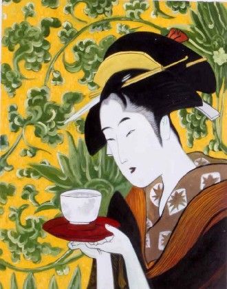 330x420 Cartoon Japanese Geisha Oil Painting - Japanese Geisha Painting