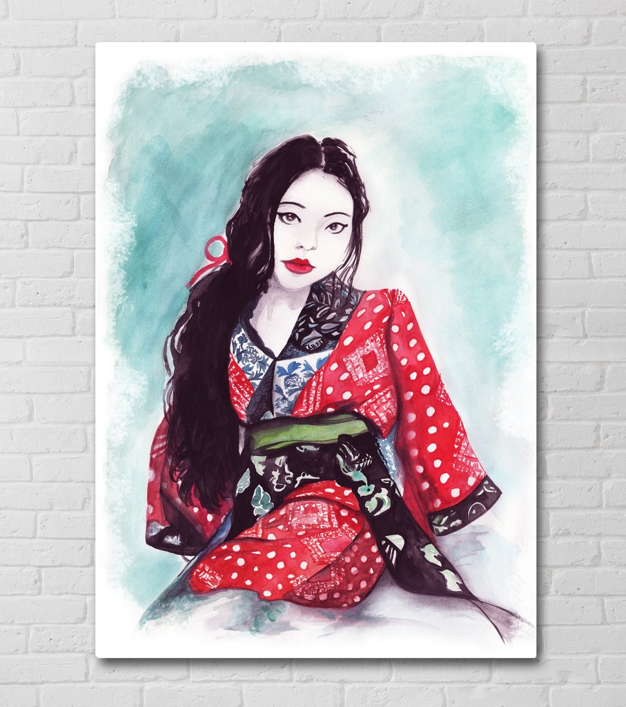 907x1024 Japanese Girl - Japanese Girl Painting