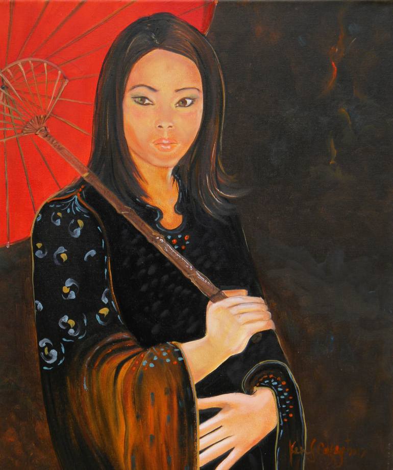 770x919 Saatchi Art Japanese Girl Painting By Ken Caffey - Japanese Girl Painting